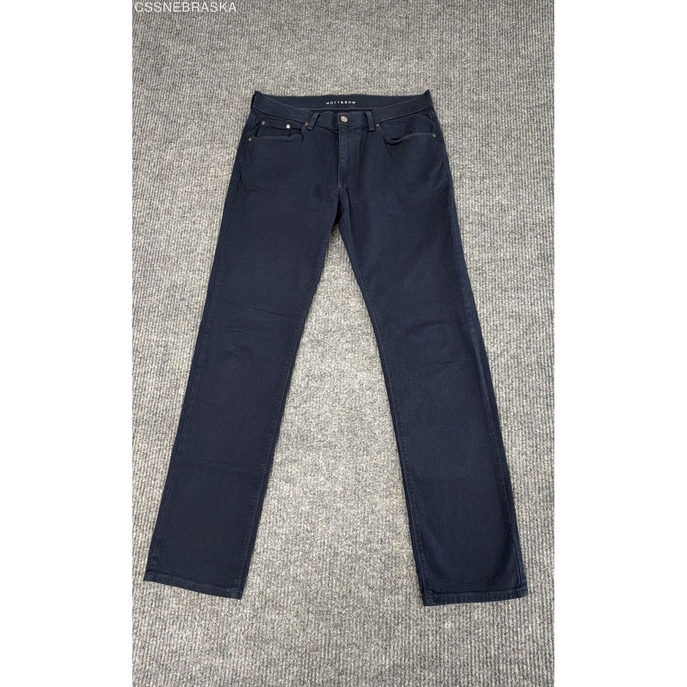 Mott & Bow Men's Merc Slim Fit Jeans Dark Blue Stretch Denim Size 35x34